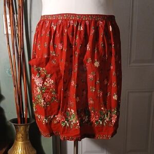 Red Floral Christmas Apron Skirt